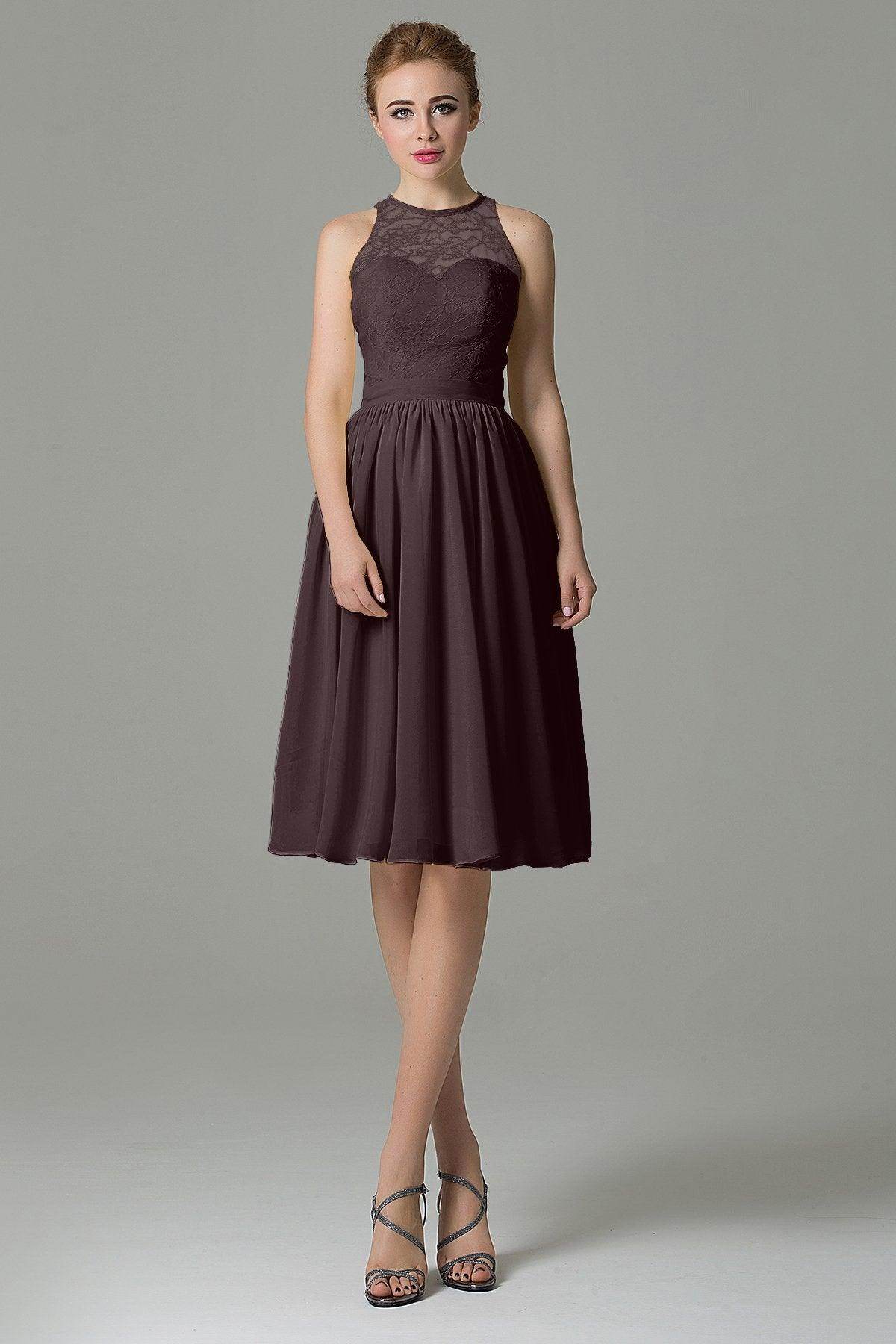 A-Line Knee Length Lace Short Bridesmaid Dress COZK16003 - COCOMELODY